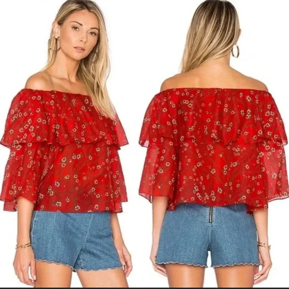 Alice + Olivia Meagan Off the Shoulder Daisy Top - Picture 1 of 5
